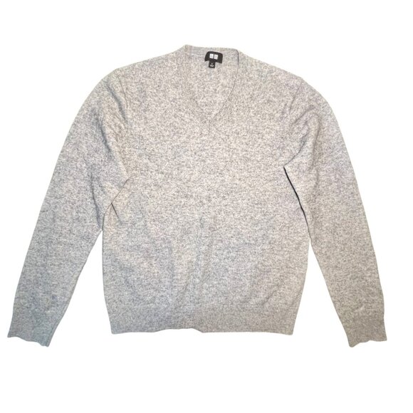 Uniqlo 100% Cashmere Gray Knit Sweater Cozy Quiet Luxury Preppy Lagom Lounge S - Picture 1 of 9